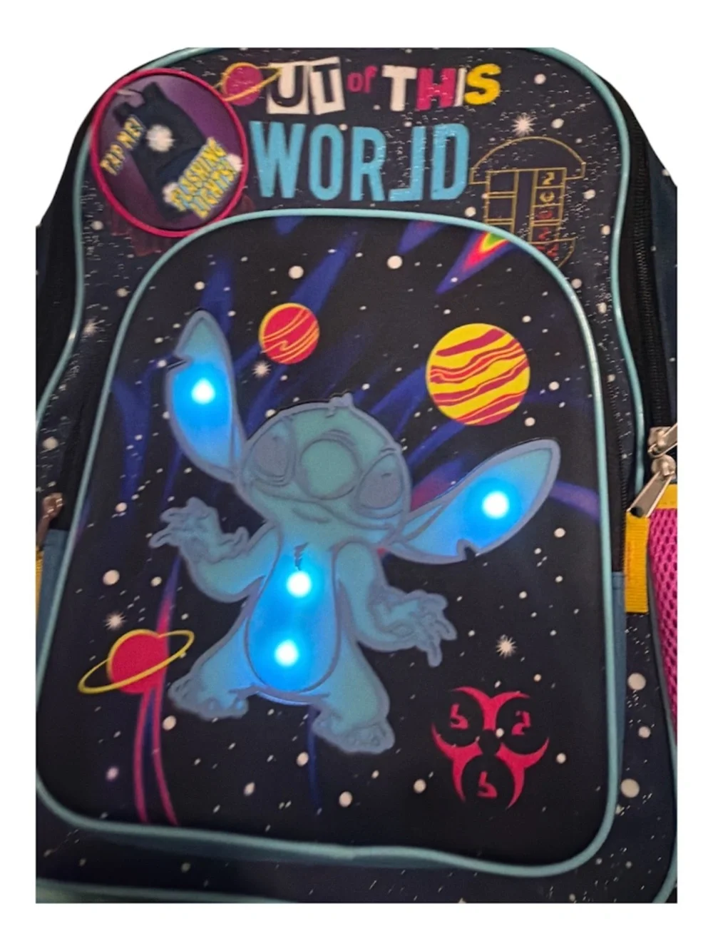 Disney Lilo & Stitch Backpack Out Of This World. Flashing Lights Front